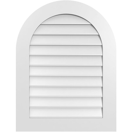 Ekena Millwork Round Top Surface Mount PVC Gable Vent: Non-Functional, w/ 3-1/2"W x 1"P Standard Frame, 26"W x 34"H GVPRT26X3401SN